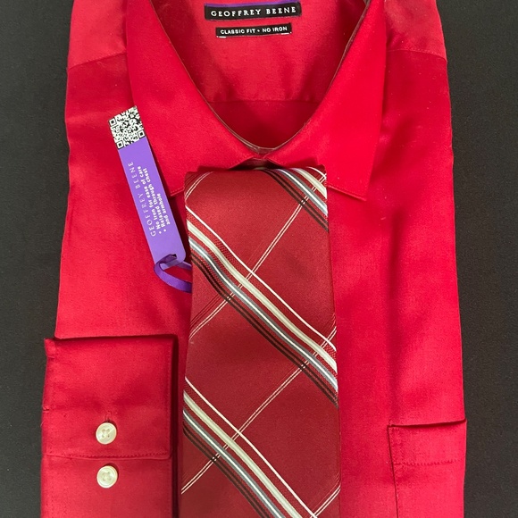 NEW!! Geoffrey Beene Men's Silk Plaids & Checks Neck Tie Red 3.75" x 58" - Picture 5 of 5